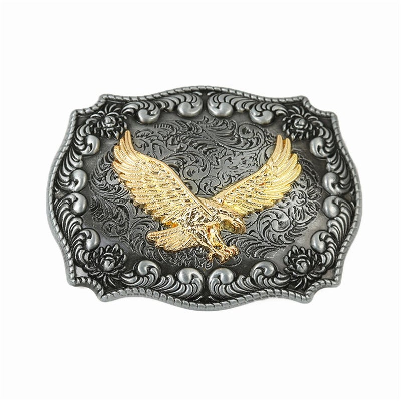 MASOP VOGU MASOP Western Vintage Gold Flying Eagle Cowboy Biker Belt Buckle Metal Men - Image 1